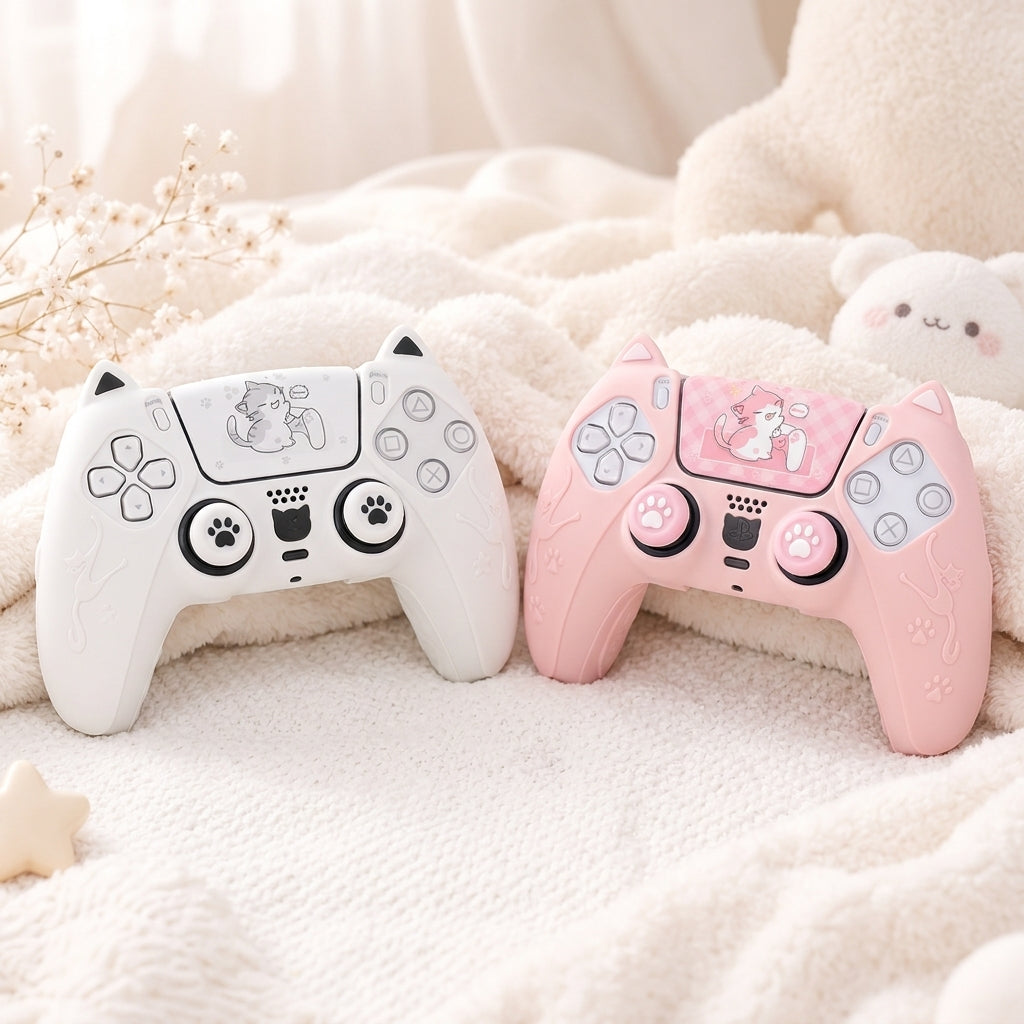 Mochi and Sakura PS5 controller covers together